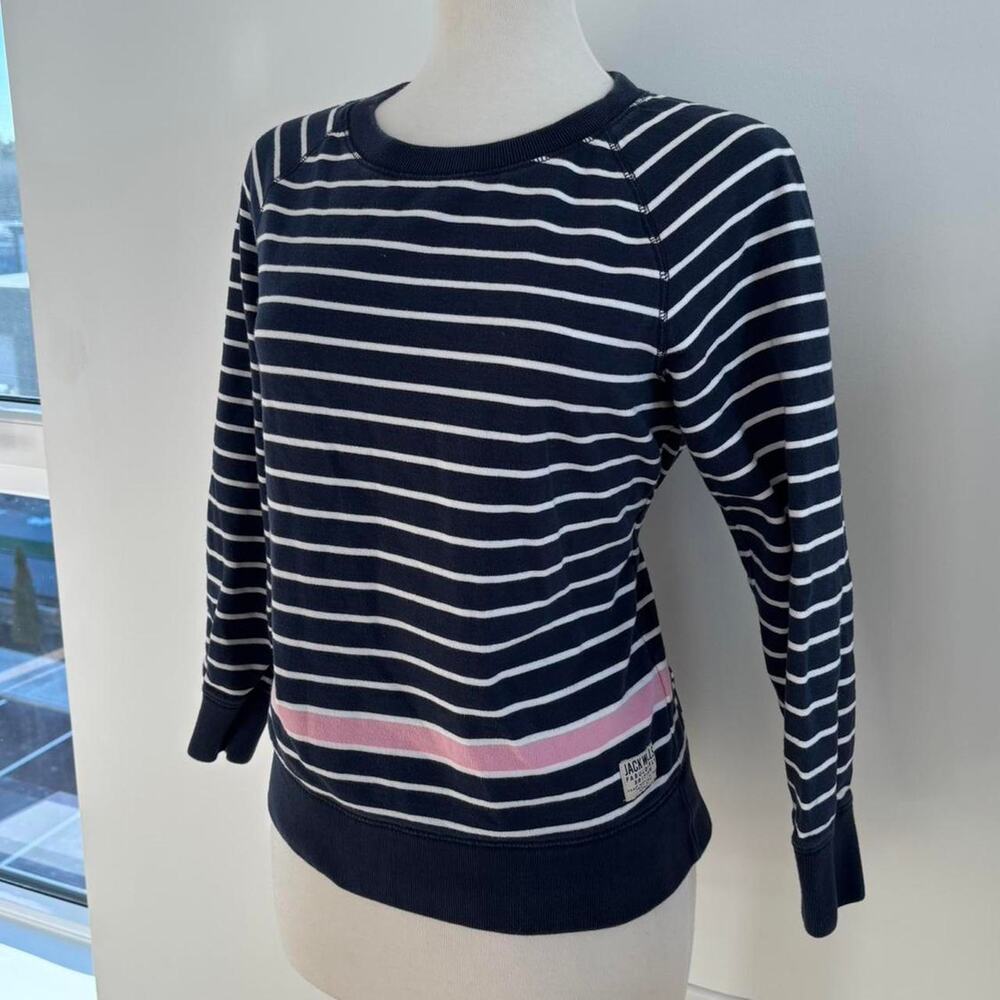 Jack Wills Nautical Preppy Striped Long Sleeve Pullover Sweatshirt Sz 8